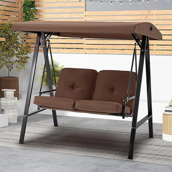 AECOJOY Outdoor Patio Swing Chair for Adults, 2-Seat Porch Swings with Adjustable Canopy - Photo 1