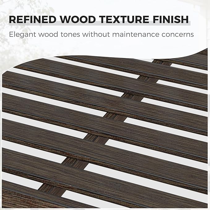 Grand patio 52" Farmhouse Outdoor Bench, Garden Benches with Anti-Rust Aluminum Powder Coated Frame, Faux Wood Grain Finish Frame Patio Bench for Front Porch, Northwoods Brown