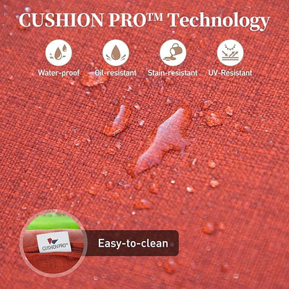 Metal Patio Chair Set of 2 with 5.75" Extra Thick Cushion, 2 Pieces High Back Outdoor Patio Chairs All Weather Outdoor Furniture Seating for Deck Backyard Balcony Front Porch, Rust Red