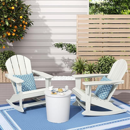 WestinTrends Malibu 2 Piece Set Outdoor/Patio Poly Adirondack Rocking Chairs (2 Seater), Sand