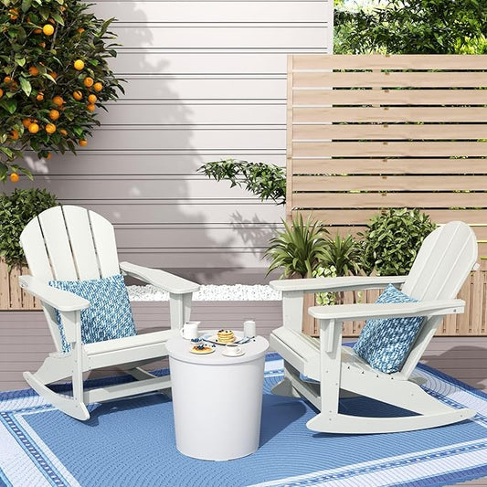 WestinTrends Malibu 2 Piece Set Outdoor/Patio Poly Adirondack Rocking Chairs (2 Seater), Sand