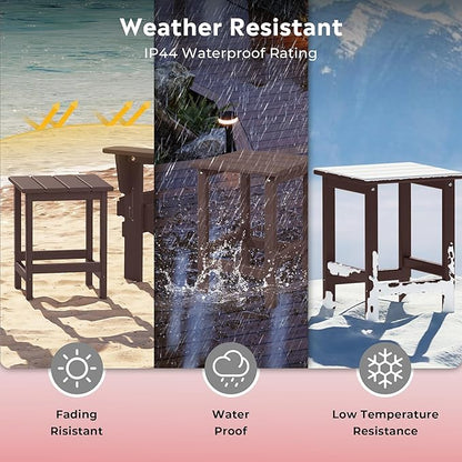 Costaelm Lakeview 7-Piece HDPE Outdoor Patio Furniture Adirondack Conversation Set, Dark Brown