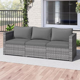 Tangkula 3 Seat Outdoor Wicker Sofa Set, Modular PE Rattan Patio Cushioned Sectional Couch Set - Photo 4
