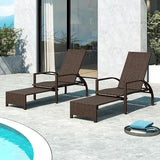 Tangkula Lounge Chair Outdoor with Retractable Ottoman, Patio Rattan Chaise Lounge with 6-Level Adjustable Backrest - Photo 9