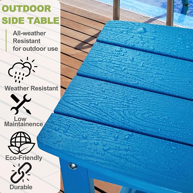 Y&M Outdoor Side Table, HIPS Adirondack Small Single Table, Waterproof Square Outside Table - Photo 8