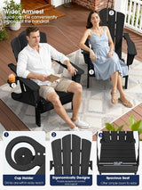 KINGYES Folding Adirondack Chair Set of 4, HDPE All-Weather Patio Chairs with Cup Holder - Photo 5