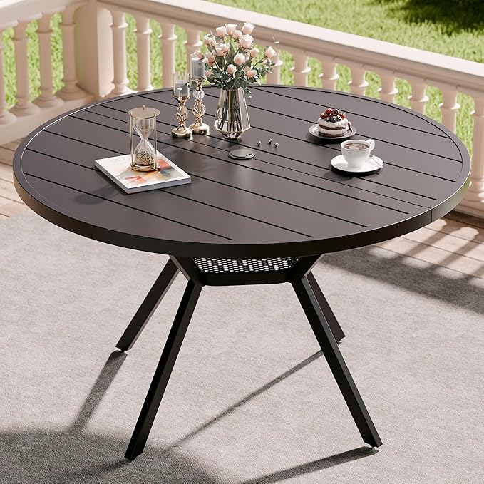 Betterhood 42” Outdoor Patio Table, Metal Patio Dining Table for All Weather, Round Outdoor Coffee Table - Photo 2
