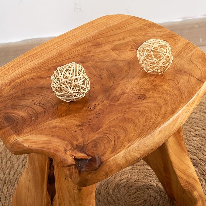 Natural Shape Stump Stool 12.5"x10"x12" Solid Wood Cedar Root End Table Rustic Plant Stand Live Edge Coffee Table Vintage Side Table Living Room Bedroom Accent Outdoor Garden Foot Stool