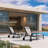 PURPLE LEAF Outdoor Chaise Lounge Set for 4 Aluminum Patio Chaise Lounger Chairs with Armrest and Wheels Adjustable - Photo 2