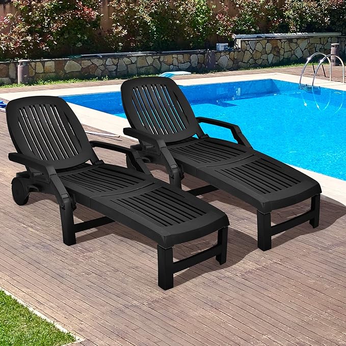 Giantex Chaise Lounge Outdoor, 6 Adjustable Backrests Lounge Chair Recliner, Outdoor Furniture for Patio Poolside Garden - Photo 2