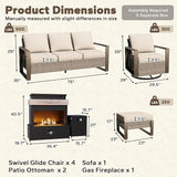 8 Pieces Metal Wicker Patio Furniture Set - 75" Sofa, Four Swivel Chairs and Two Ottomans - Photo 2