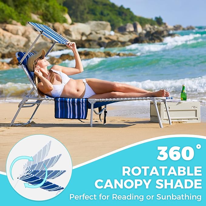 #WEJOY Folding Lounge Chair with Canopy Shade - Photo 4