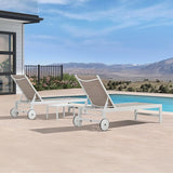 PURPLE LEAF Outdoor Chaise Lounge Set Elderly-Friendly Straight Legs Adjustable Sunbathing Recliner with Side Table for - Photo 1