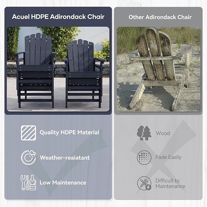 Stackable HDPE Adirondack Chairs Set of 2 – Durable, Weather-Resistant Outdoor Patio Seating - Photo 4