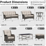 8 Piece Outdoor Wicker Patio Furniture Set, Outdoor Swivel Rocker Patio Chairs Set with Thickened Olefin Cushions - Photo 2