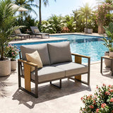 ZANDOR Outdoor Aluminum Patio Furniture Loveseat All-Weather Outdoor Patio Sofa with Washable Thick Cushions - Photo 1