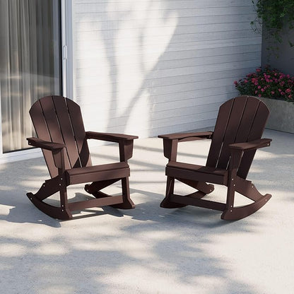 WestinTrends Malibu 2 Piece Set Outdoor/Patio Poly Adirondack Rocking Chairs (2 Seater), Dark Brown