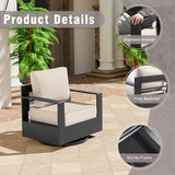 Outdoor Aluminum Furniture Set, 3-Piece Patio Conversation Set, 2 Swivel Chairs and 1 Sofa, All-Weather Metal Frame - Photo 5