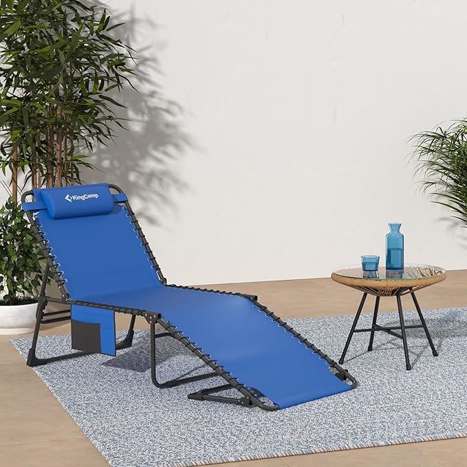 KingCamp Chaise Lounge Chairs Outdoor Foldable Patio Sun Chair for Outside Camping Sunbathing Beach Lawn Pool Garden - Photo 2