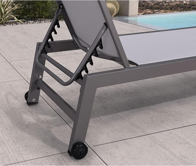 PURPLE LEAF Patio Chaise Lounge Set for 4 Outdoor Chaise Lounge Chair with Aluminum Frame and Easy-to-Move Wheels Pool - Photo 9