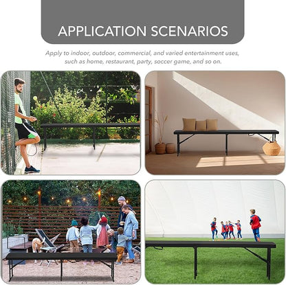 AJP Distributors 2 Pack 6 Foot Portable Plastic Folding Bench 6FT 72" Half Foldable Heavy Duty Seat w/Carry Handle - Indoor Outdoor Backyard Camping Picnic BBQ Party Wedding Dining Event Meeting Black