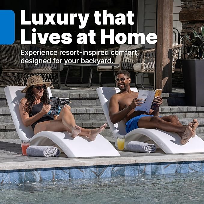 Step2 Vero Pool Lounger, Fade-Resistant, Waterproof Patio Furniture, Pool Lounge Chair for Sun Shelf, Use in Pools with Shelves Up to 12-Inches Deep or Outside Pool Deck, Weighted, White
