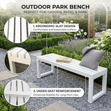 Outdoor Metal Backless Bench, Garden Bench 880lbs Capacity - Photo 5