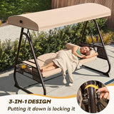 3 in 1 Outdoor Porch Swing with Adjustable Canopy, 3 Seat Outdoor Swing for Adults - Photo 3