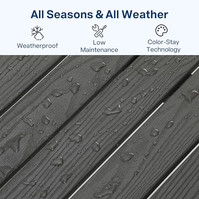 36" Outdoor Coffee Table, Weatherproof HIPS Patio Coffee Tables for Outside, All Weather Outdoor Center Table with 220lbs Capacity for Deck, Garden, Balcony, Indoor, Gray