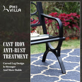 PHI VILLA 50" Patio Park Garden Outdoor Metal Black Bench for Yard Porch - Photo 6