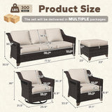 7 Pieces Patio Conversation Furniture Set - 1 Sofa, 2 Armchairs, 2 Ottomans, 2 Swivel Chairs - Photo 2