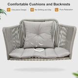 PURPLE LEAF Cloud Swing Chair with Stand and 12 White LED Lights Patio Wicker Hanging Swinging for Indoor Backyard - Photo 4