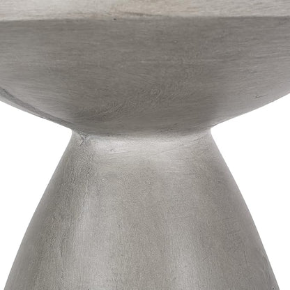 Outdoor Side Table Concrete End Table Faux Stone Small Coffee Tables Patio Garden Stool Plant Stand for Porch, Backyard Silver-Snowman