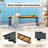 Tangkula Patio Dining Bench, 2-3-person Backless Bench with Slatted Seat & Metal Legs, Indoor Outdoor Bench for Entryway - Photo 7