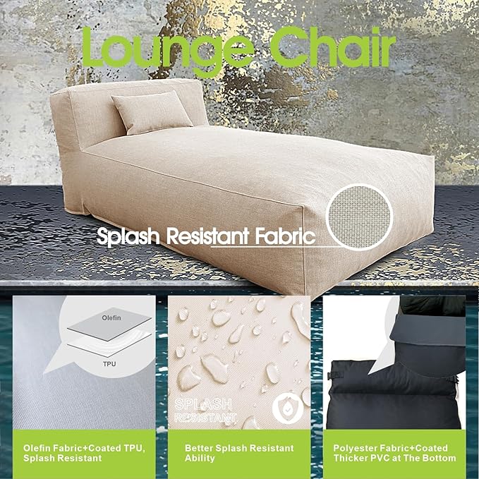 Outdoor Bean Bed Chair Sun Lounger, Outdoor Couch Sofa for Patio & Pool, Foam Filling Day Bed Furniture - Photo 5