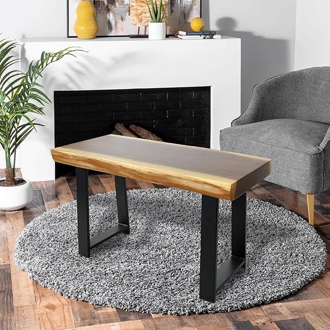 Natrual Solid Wood Live Edge Bench 31"x13"x18"H Rectangle Wooden Entryway Bench Rustic End Table Coffee Side Table Living Room Bedroom Bathroom Patio Outdoor Garden Foot Rest Stool