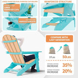 YEFU Adirondack Chair Set of 2, Folding Oversized Plastic Adirondack Chair with Cup Holder - Photo 5