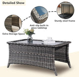 Rilyson Wicker Patio Furniture Set - 7 PC Rattan Outdoor Sectional Conversation Sets with 2 Rocking Swivel Chairs - Photo 7
