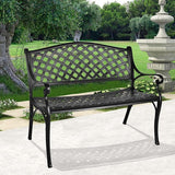 Grepatio Outdoor Patio Garden Bench All-Weather Cast Aluminum Loveseats Park Yard Furniture Porch Chair Work Entryway - Photo 1