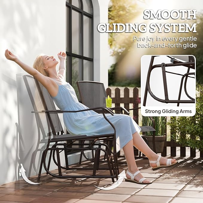 Outsunny Outdoor Glider Chairs with Coffee Table - Photo 4