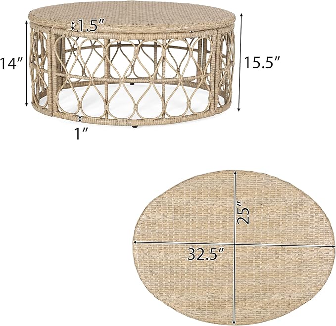 Christopher Knight Home Bruce Outdoor Coffee Table - Wicker - Light Brown