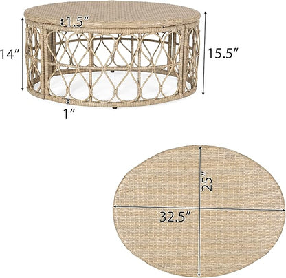 Christopher Knight Home Bruce Outdoor Coffee Table - Wicker - Light Brown
