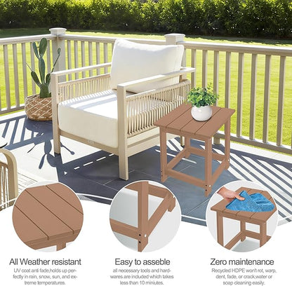 LZRS Adirondack Square Outdoor Side Table for Patio, Pool Composite Patio Table,HDPE End Tables for Backyard,Pool, Indoor Companion, Easy Maintenance & Weather Resistant(Teak)