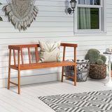 Tangkula Outdoor Eucalyptus Wood Bench, 2-Person Garden Bench with Backrest and Armrests - Photo 2
