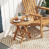 Tangkula Patio Folding Side Table, Teak Wood Octagon Coffee Table w/X-Shaped Legs & Slatted Tabletop - Photo 4