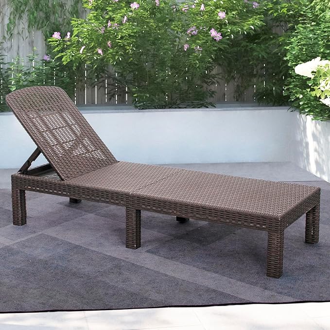 DIMAR GARDEN Outdoor Chaise Lounge, Pool Lounge Chair with Table, 3 Pieces Mocha - Photo 6