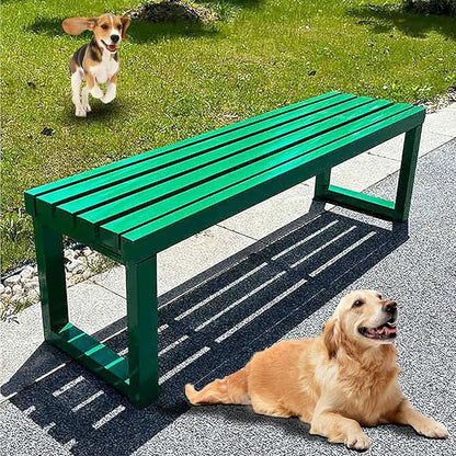 Pure Wrought Iron Metal Garden Bench with Reserved Fixing Holes, Backless Outdoor Bench, 2-3 Person Seat, for Hospital/School/Plaza(Green,80cm)