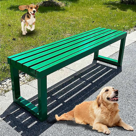 Pure Wrought Iron Metal Garden Bench with Reserved Fixing Holes, Backless Outdoor Bench, 2-3 Person Seat, for Hospital/School/Plaza(Green,80cm)