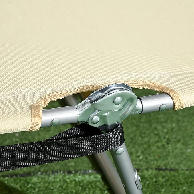 Outsunny Folding Beach Lounge Chair with Face Hole and Arm Slots - Photo 9