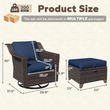 4 Pieces Patio Conversation Furniture Set - 2 Swivel Chairs, 2 Ottomans - Photo 2